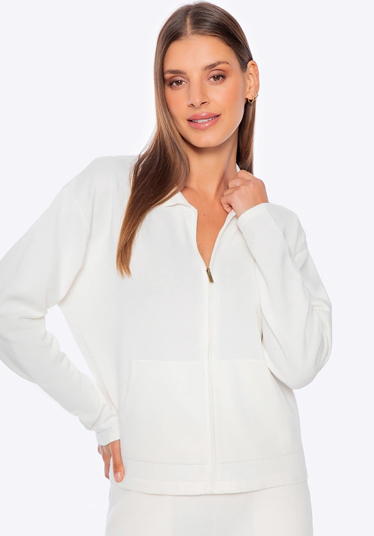 Rozpinana bluza damska kremowa