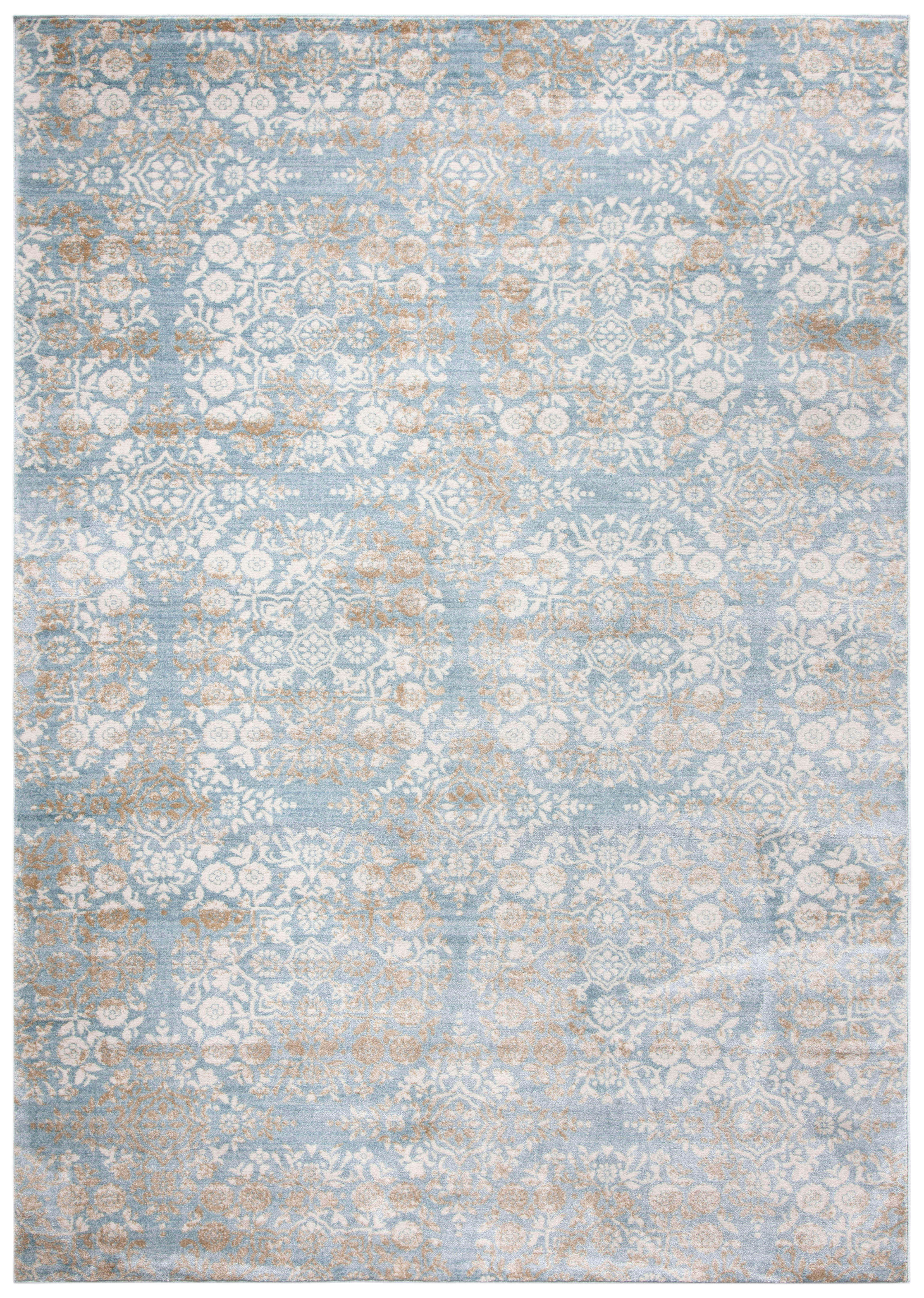 ISABELLA - Tapis de salon interieur en bleu denim & ivoire, 122 x 183 cm