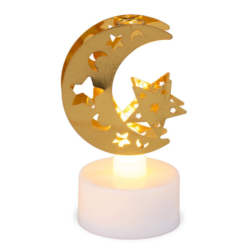 Bougie chauffe-plat LED avec décor arabesque ajouré doré Ø3xH8cm