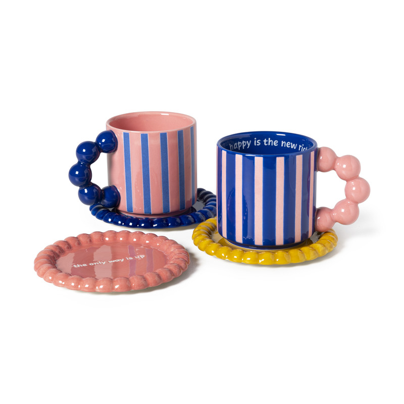 Mini plateau golvende rand - blauw - &Oslash;13.8x1.5 cm - Happy at Home by Sanny