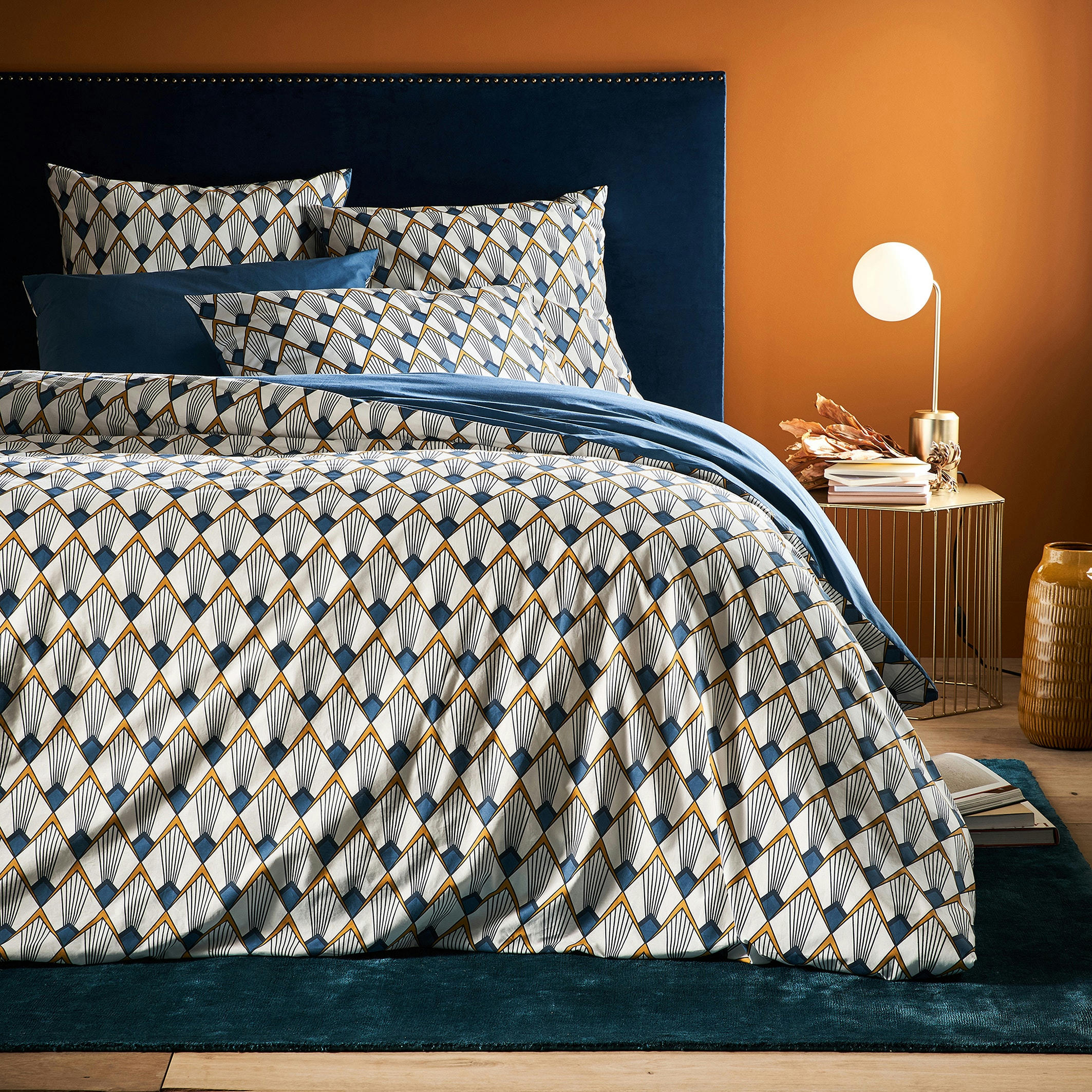 Housse de couette percale, Elisa bleue