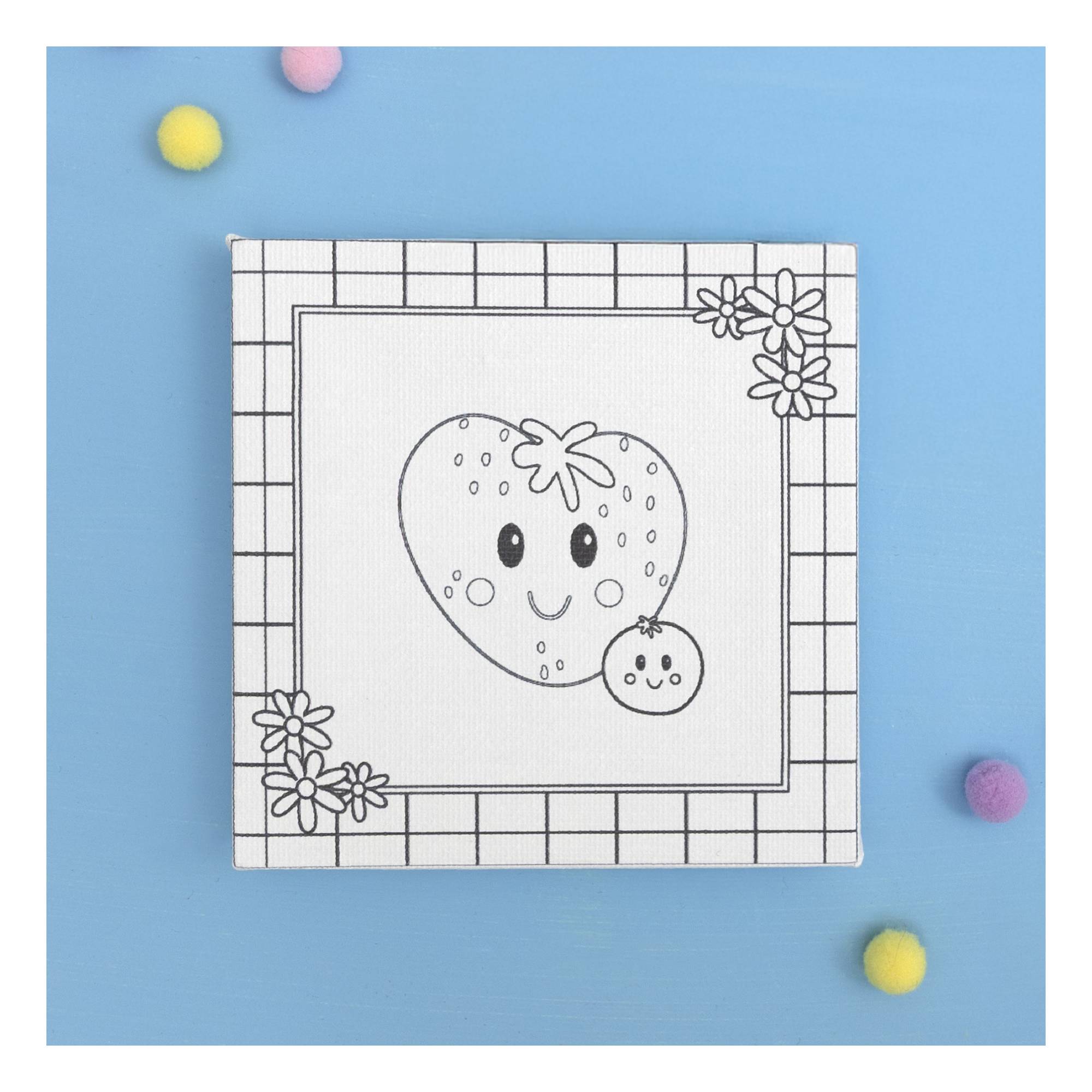 Mini Strawberry Colour-in Canvas