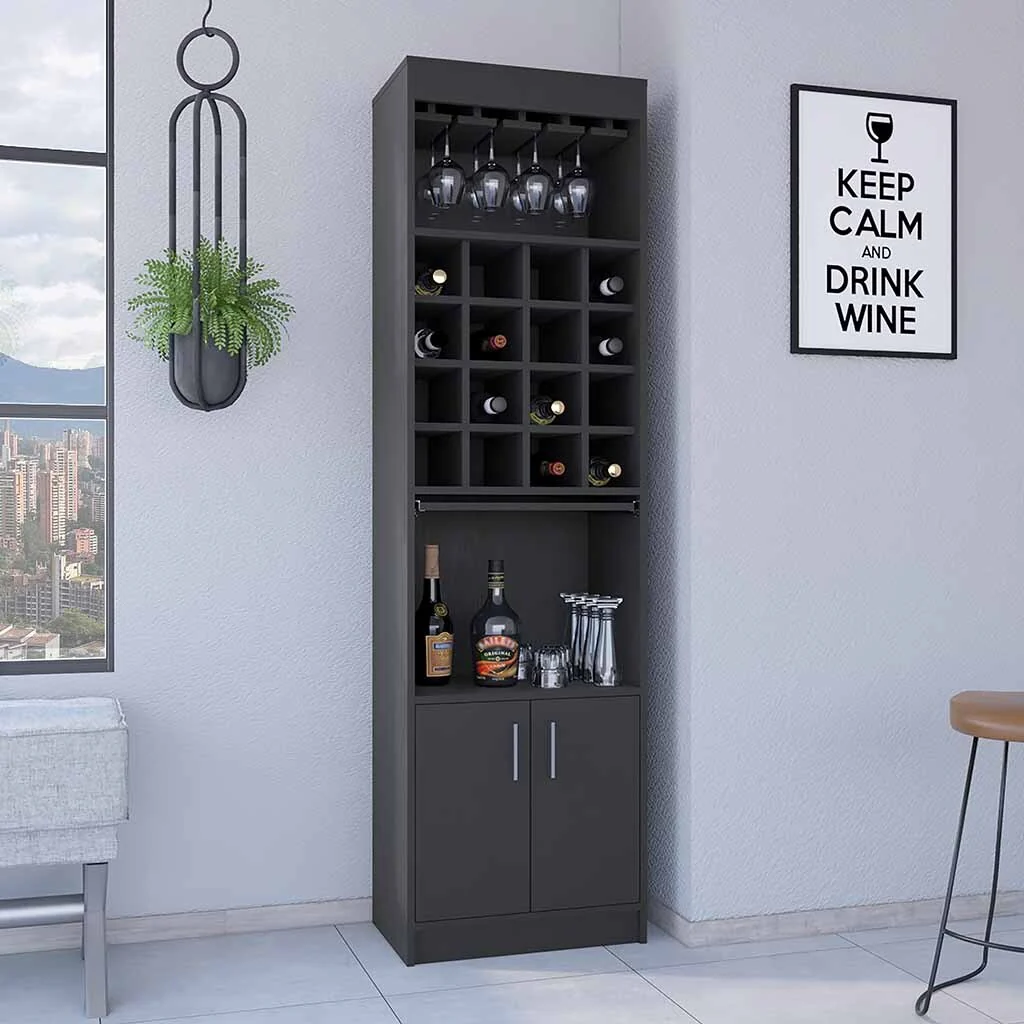 Bar Cabinet for Kitchen, Dining Room, Living Room, Black