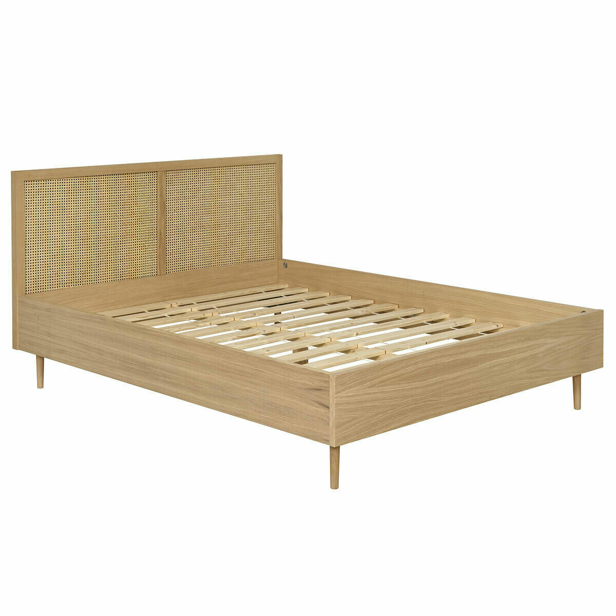 STELLA - Pack lit en cannage avec matelas 160x200 cm bois massif