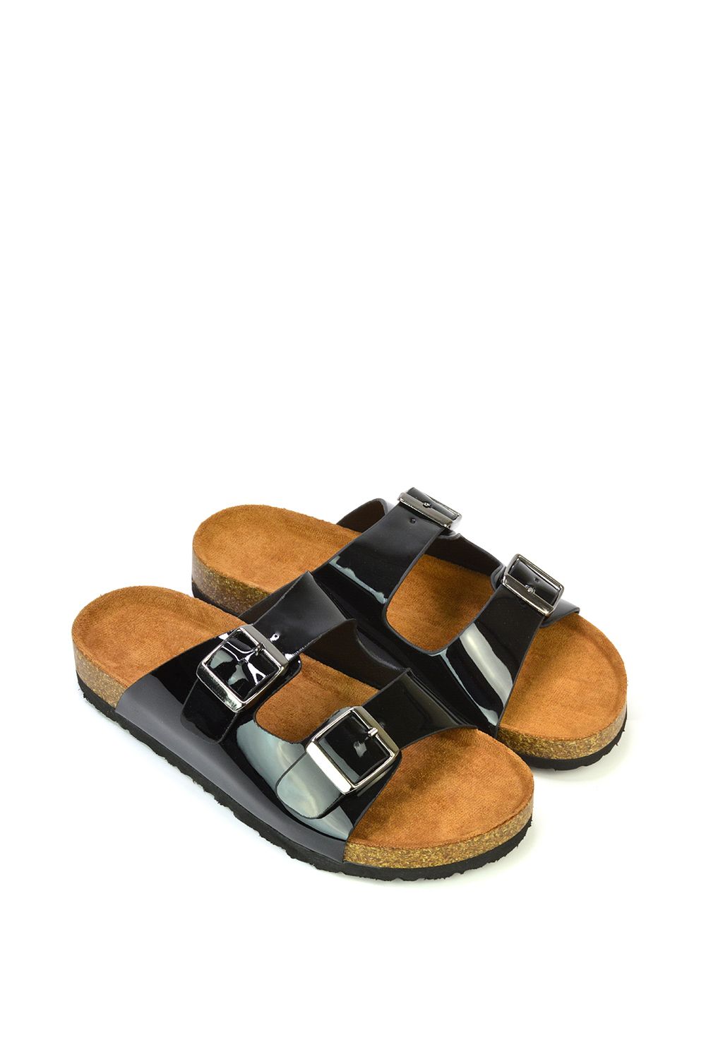 XY London Star' Double Strap Buckle Up Summer Slip On Flat Sandals
