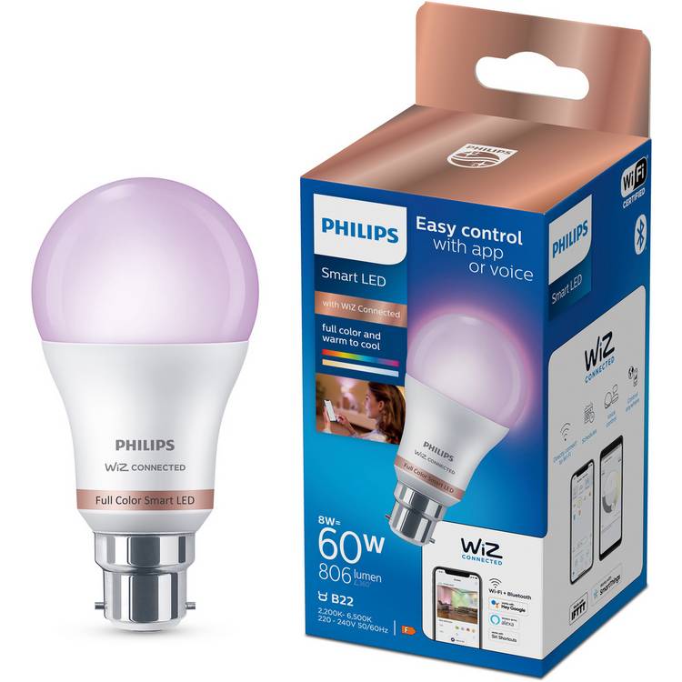 Philips WiZ B22 Colour Smart LED Wi-Fi Bulb