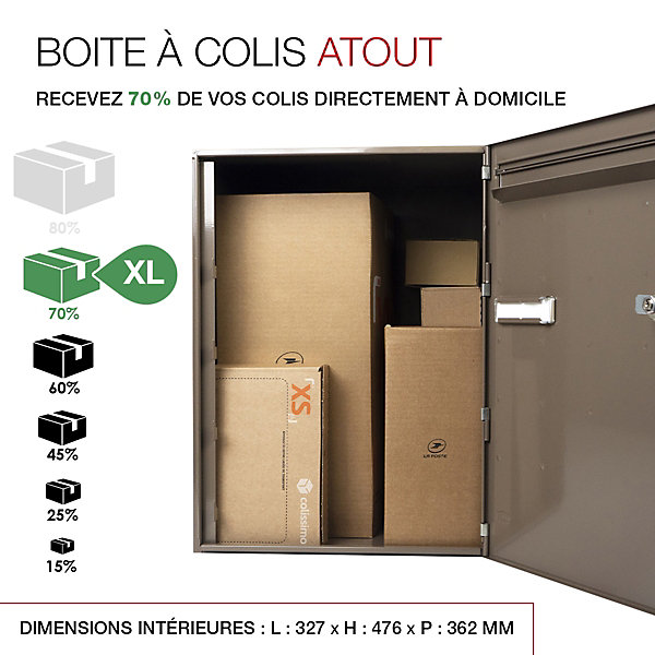 Boite à colis Atout 1 porte Taupe brillant RAL 7006 B