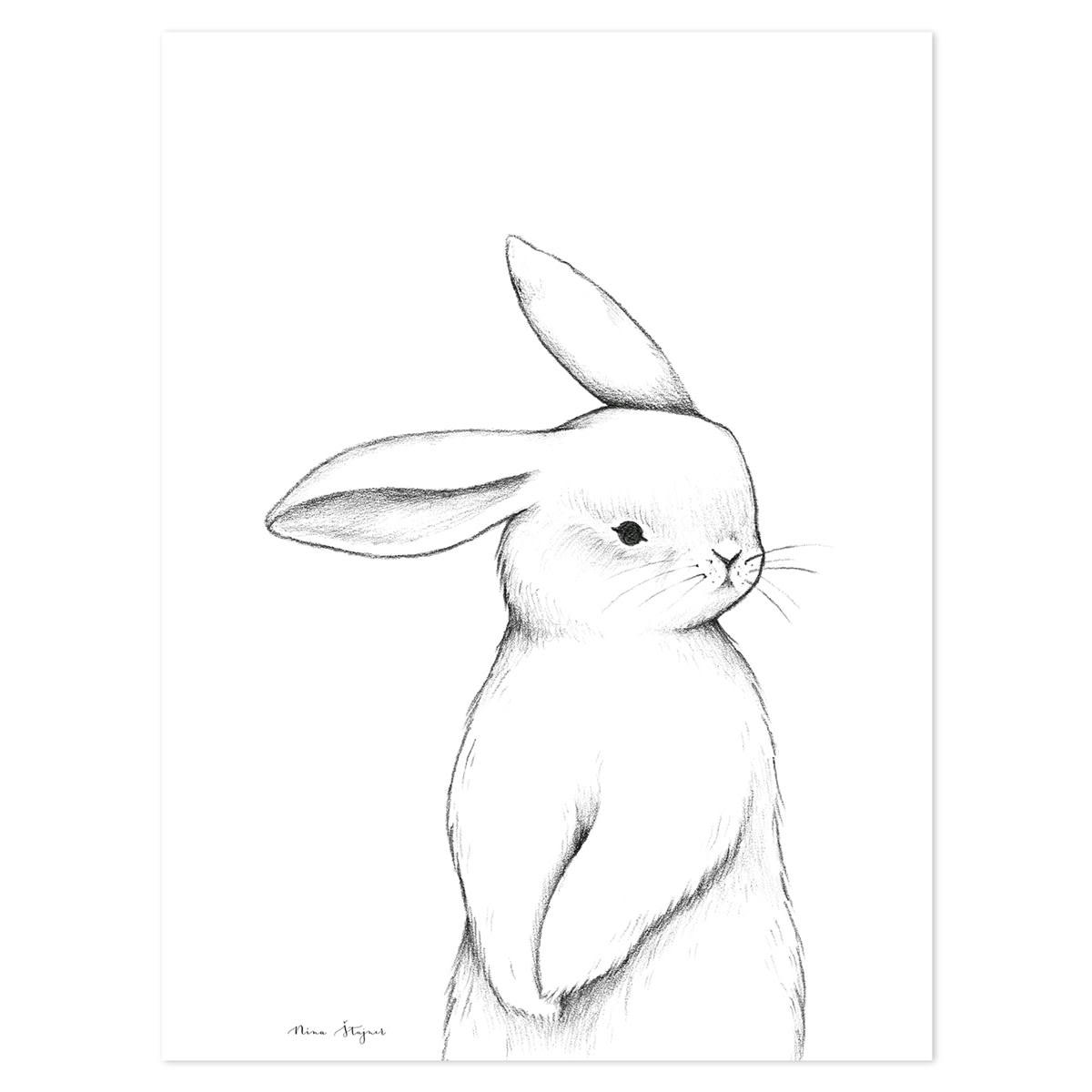 BUNNY - Affiche lapin en Papier Blanc