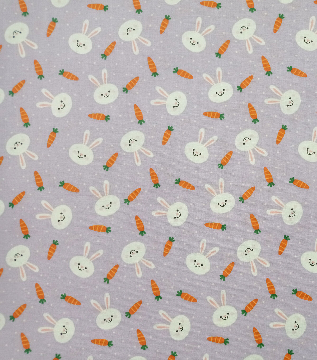 Bunny & Carrots on Purple Easter Cotton Fabric