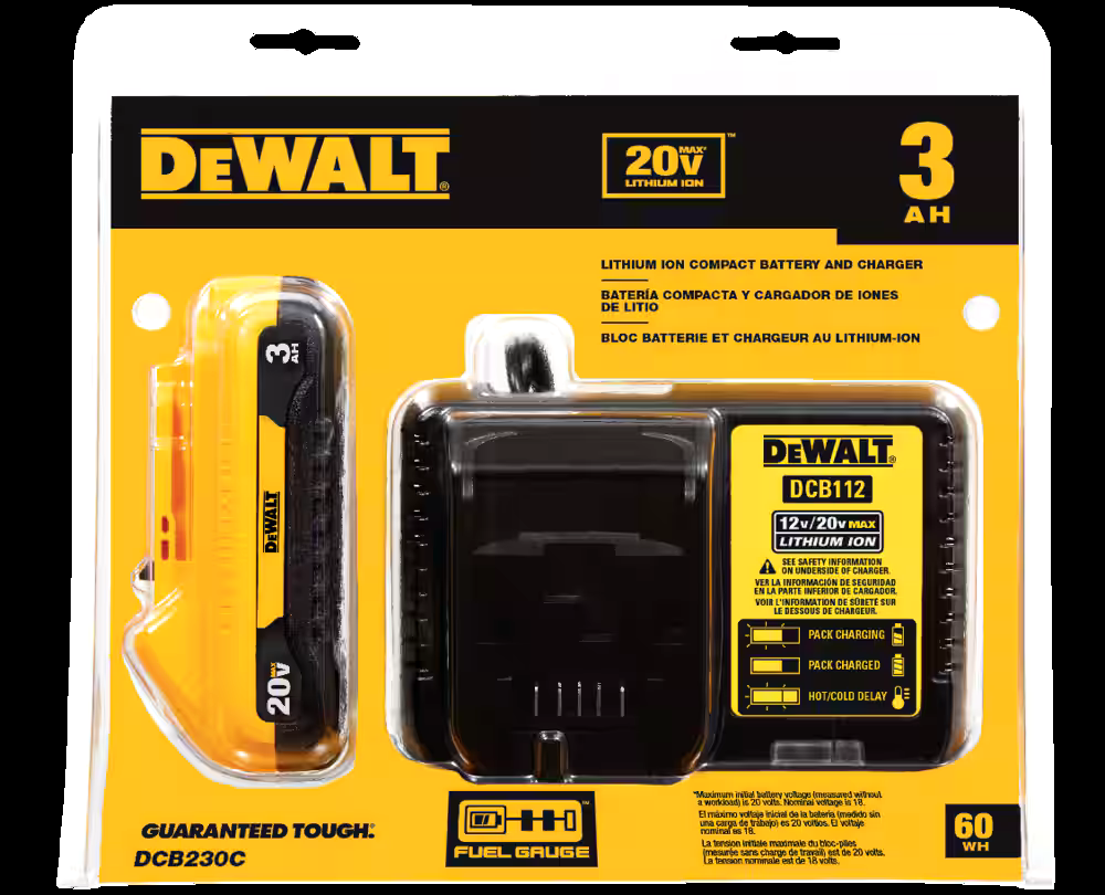 DEWALT DCB230C 20V MAX Starter Kit with 3.0Ah Lithium-Ion Compact Battery & Charger