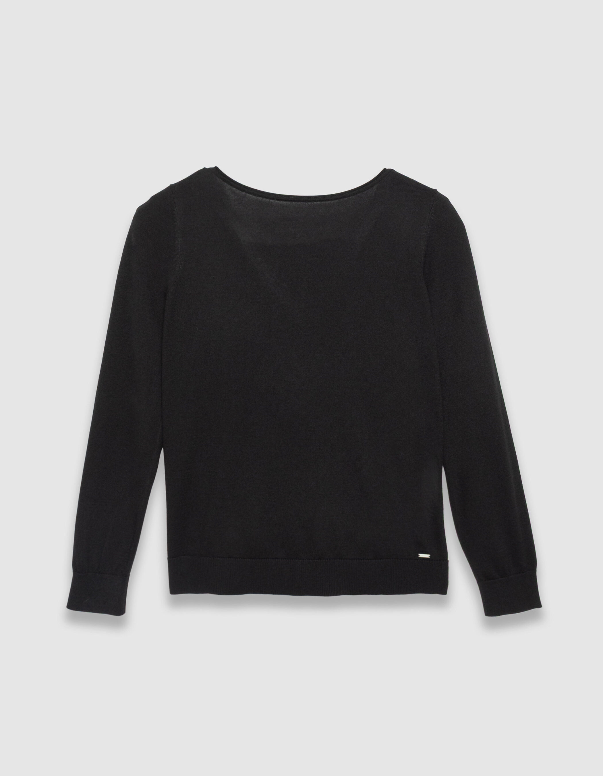 Pull noir tricot fin découpe dentelle dos Femme