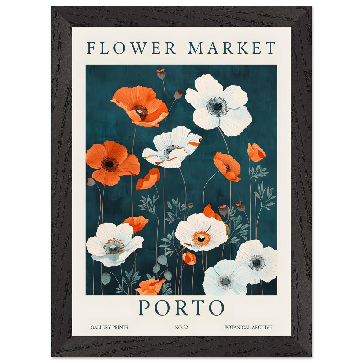 Artfulprints Poster met Lijst Flower market - Porto  - A4 21x29.7 cm - Meerkleurig