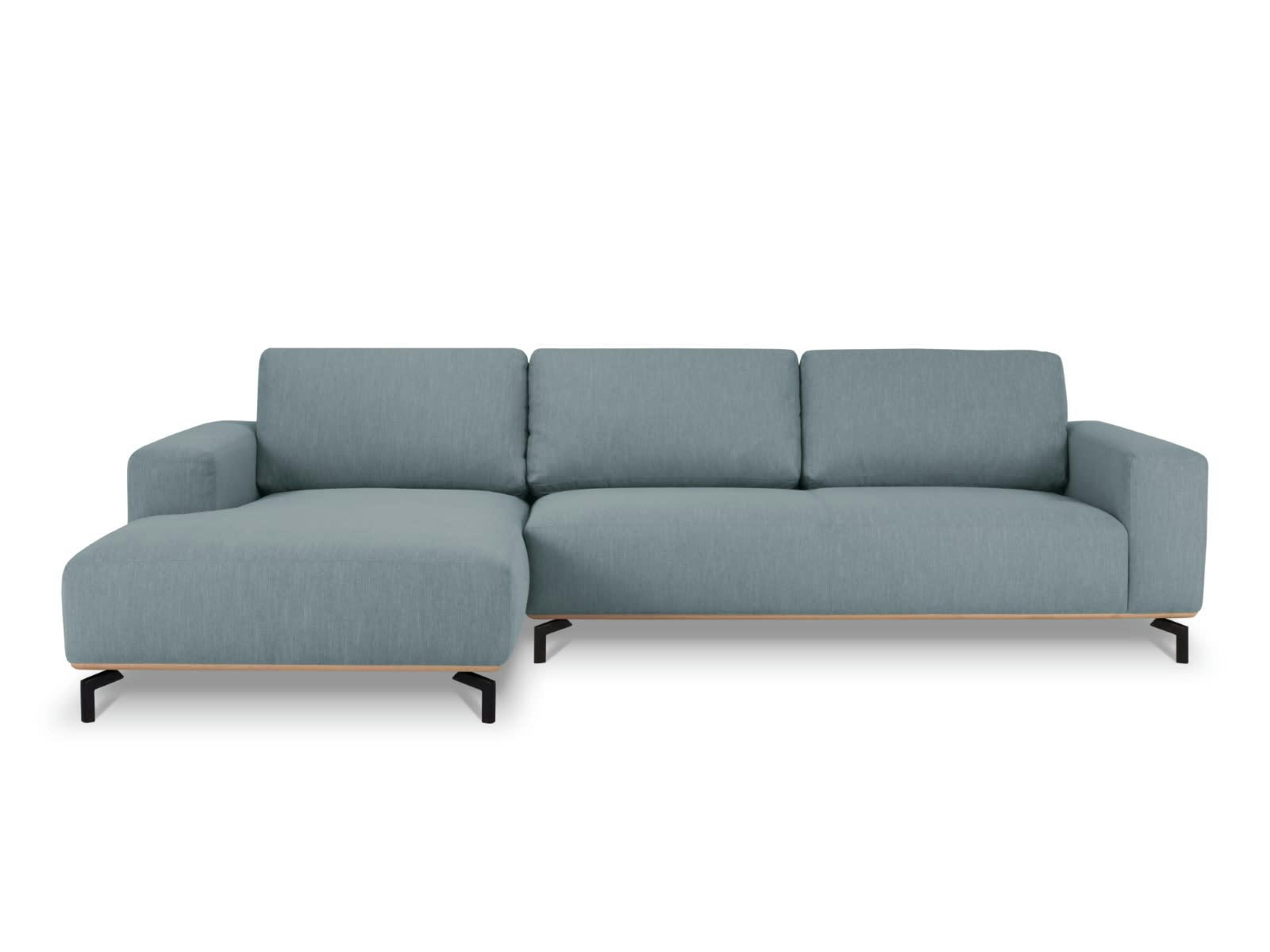 MARC - Canapé D'Angle Gauche 5 places en Tissu Structurel Bleu