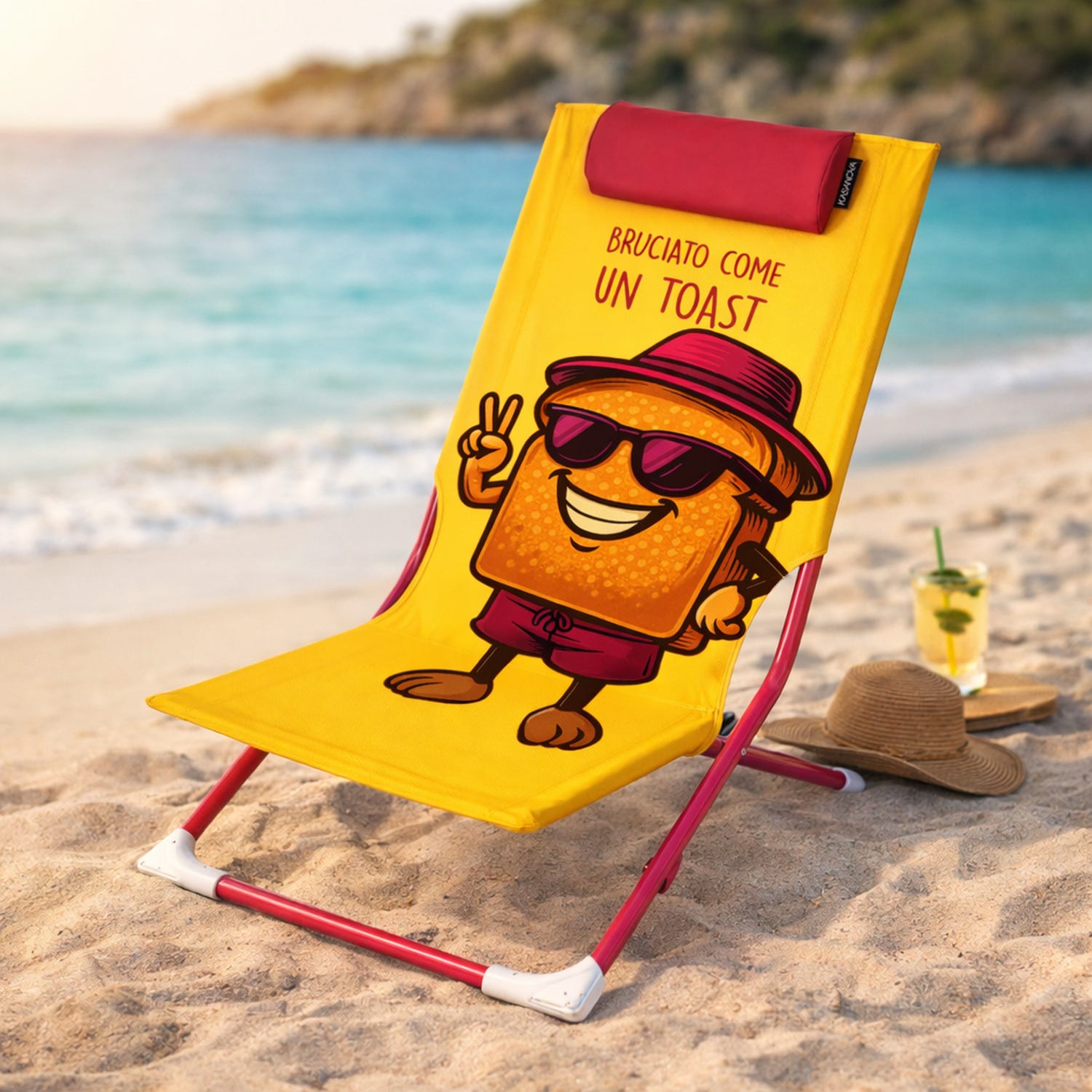 Spiaggina sedia pieghevole Toast con poggiatesta