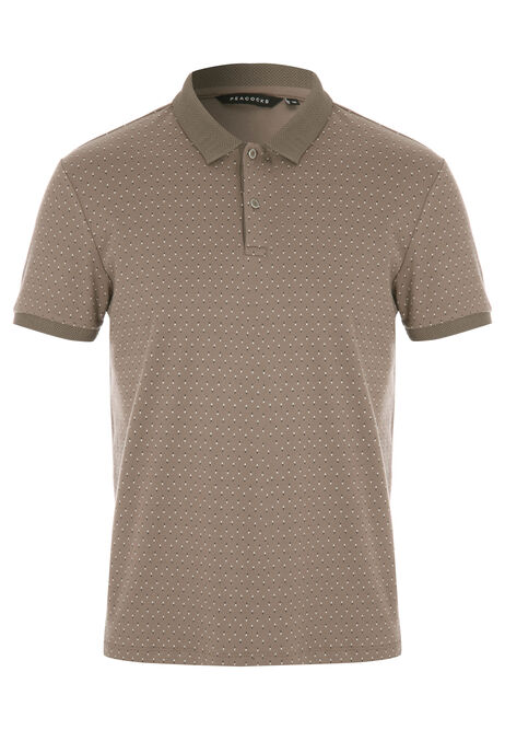 Mens Brown Ditsy Polo Shirt