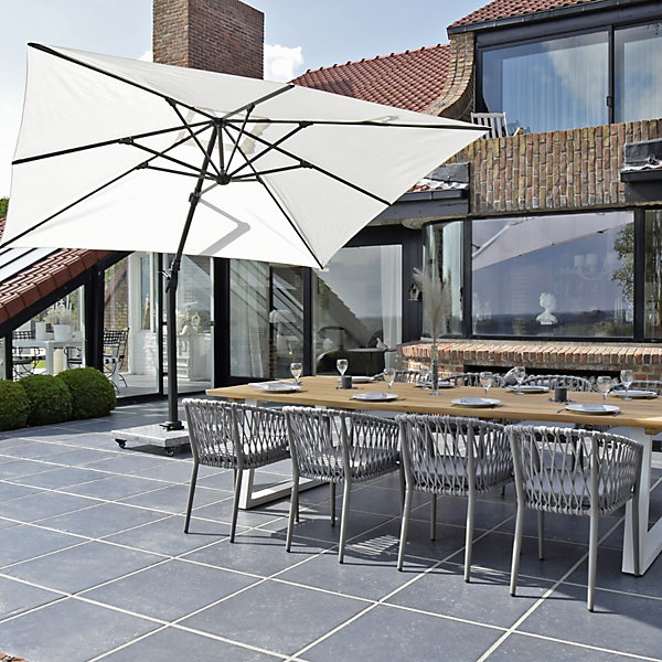 Parasol déporté aluminium noir toile écrue 4x3 m Poseidon