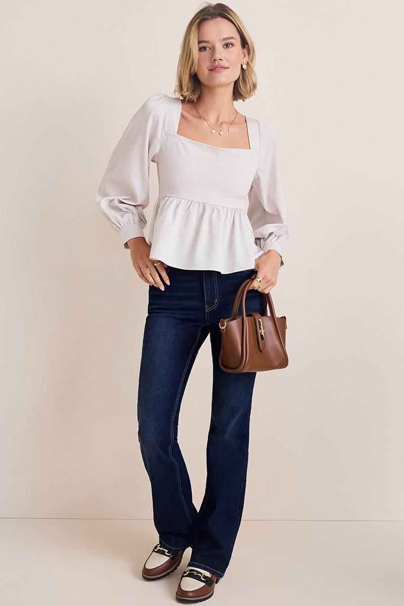 Jackie Long Sleeve Jacquard Blouse
