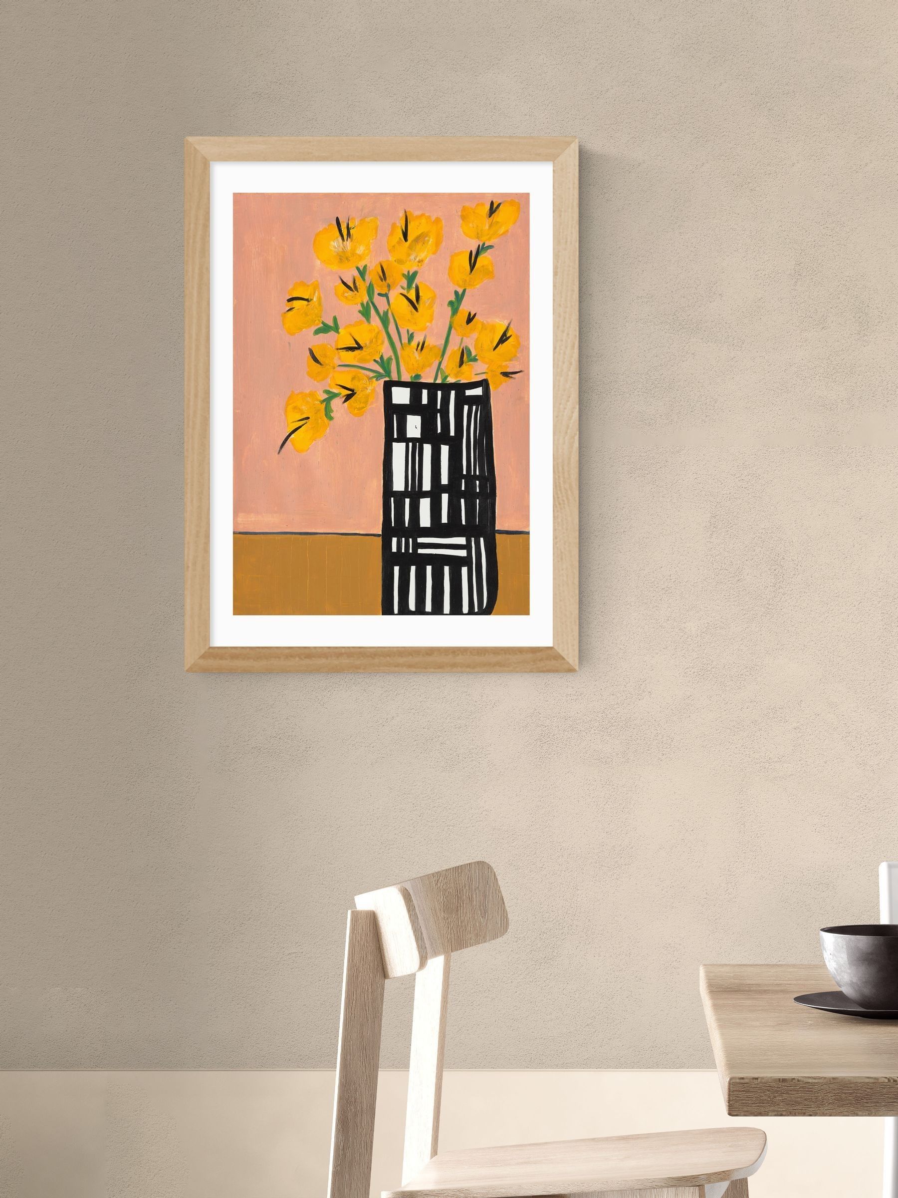 East End Prints Oak Black and White Vase Wall Art Print by Lucy Muss