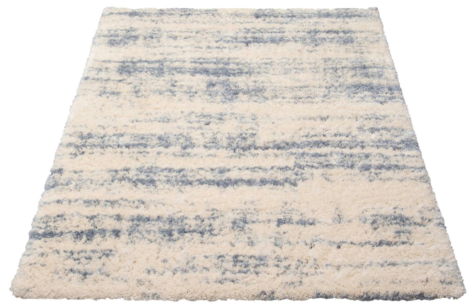 Sia Rectangular Polypropylene Shag Indoor Area Rug, Cream/Light Blue, 7.10-ft x 10.2-ft