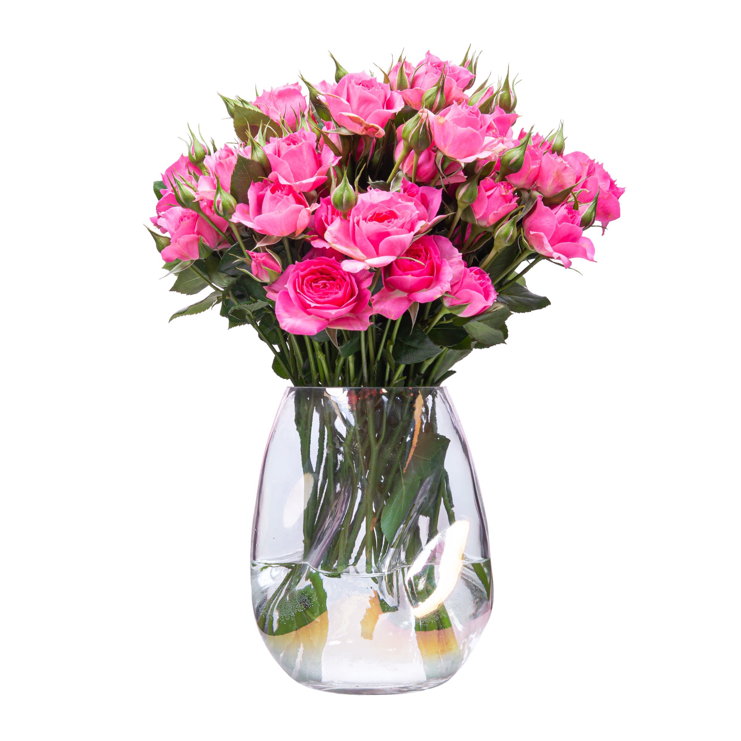 QUVIO Vaas ingedeukt - Maat S - Glas - Parelmoer