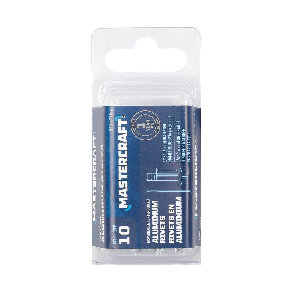 Mastercraft 3/16-in Expandable Aluminum Rivets, 10-pk