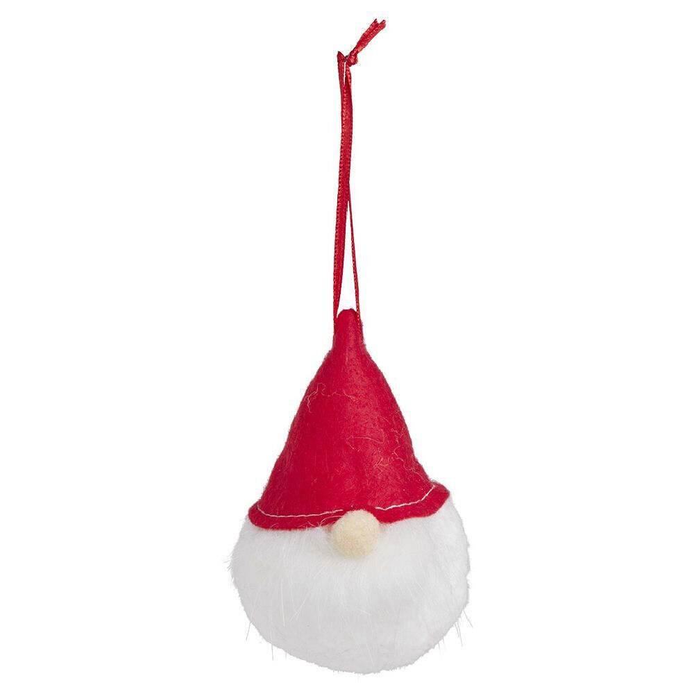 Boule de No&euml;l gnome rouge et blanc Ø6xH11cm