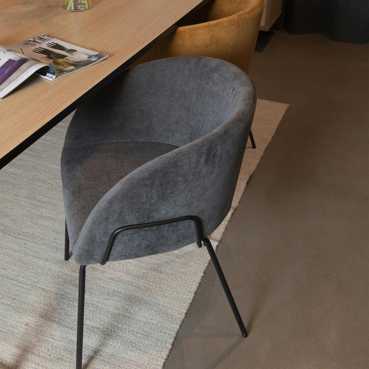 BUDDY - Lot de 2 chaises rembourées avec accoudoirs gris