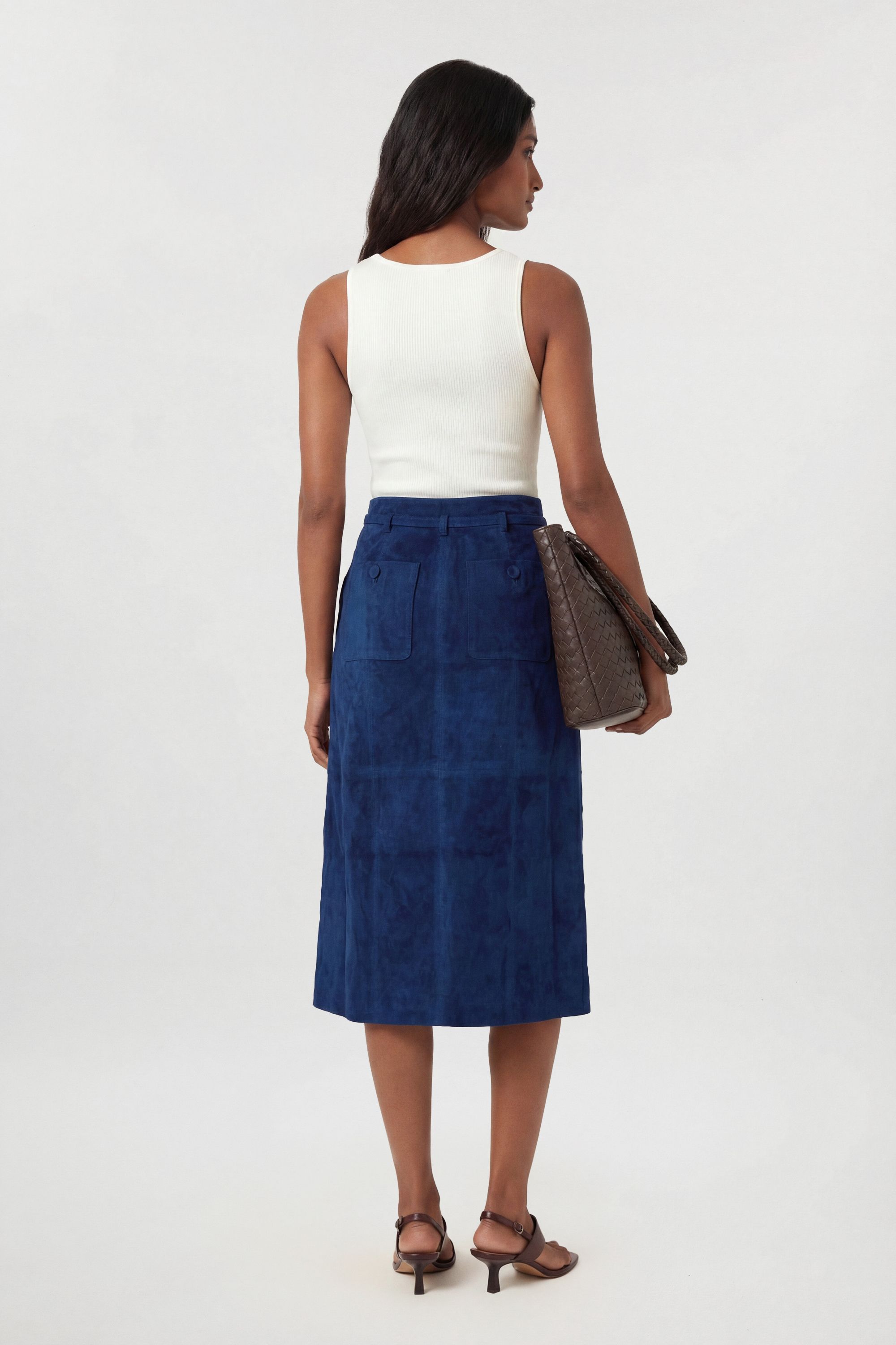 KarenMillen Suede Tie Belt Midi Skirt