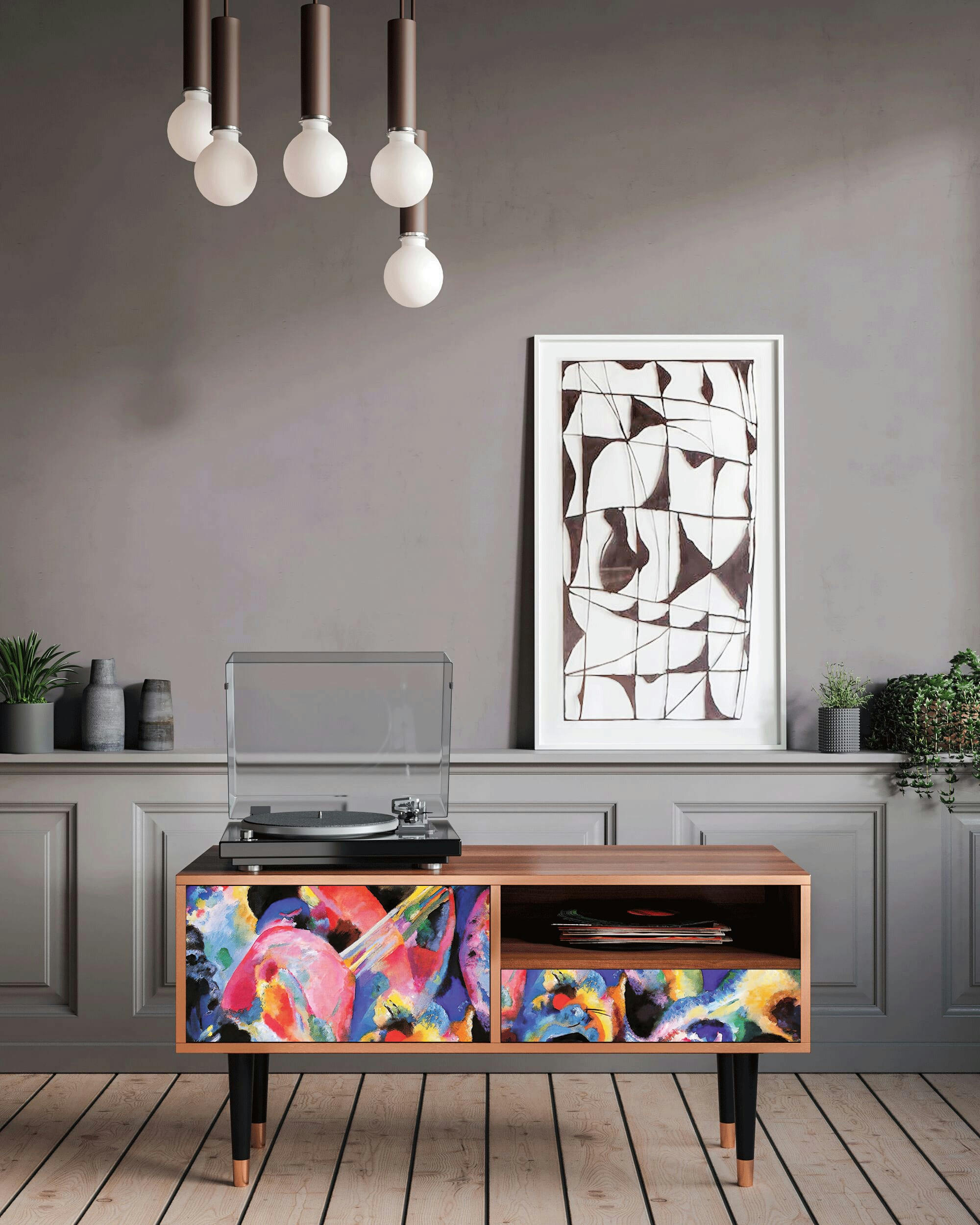 KANDINSKY - Meuble TV  multicolore 1 tiroir et 1 porte L 115 cm