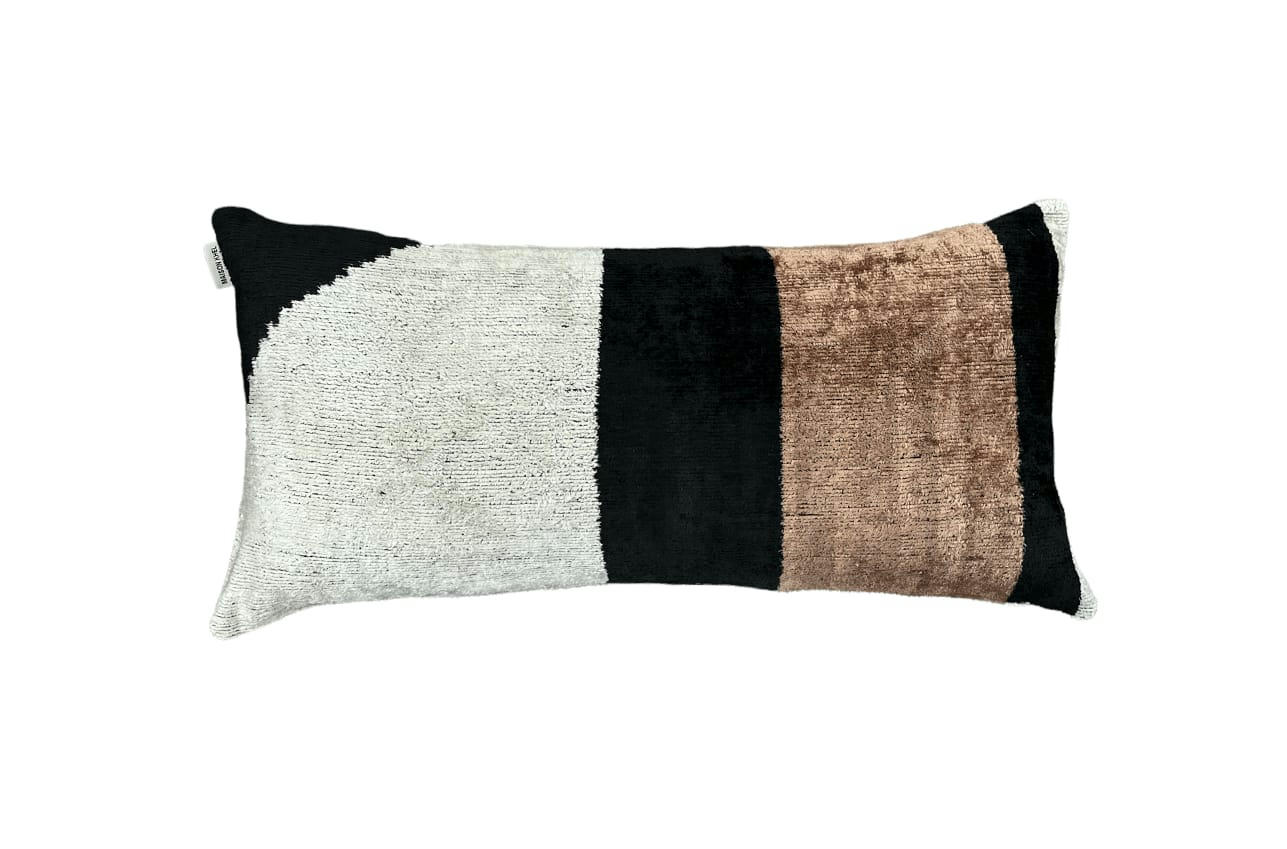 - Housse de coussin velours soie ikat   30x60 multicouleur