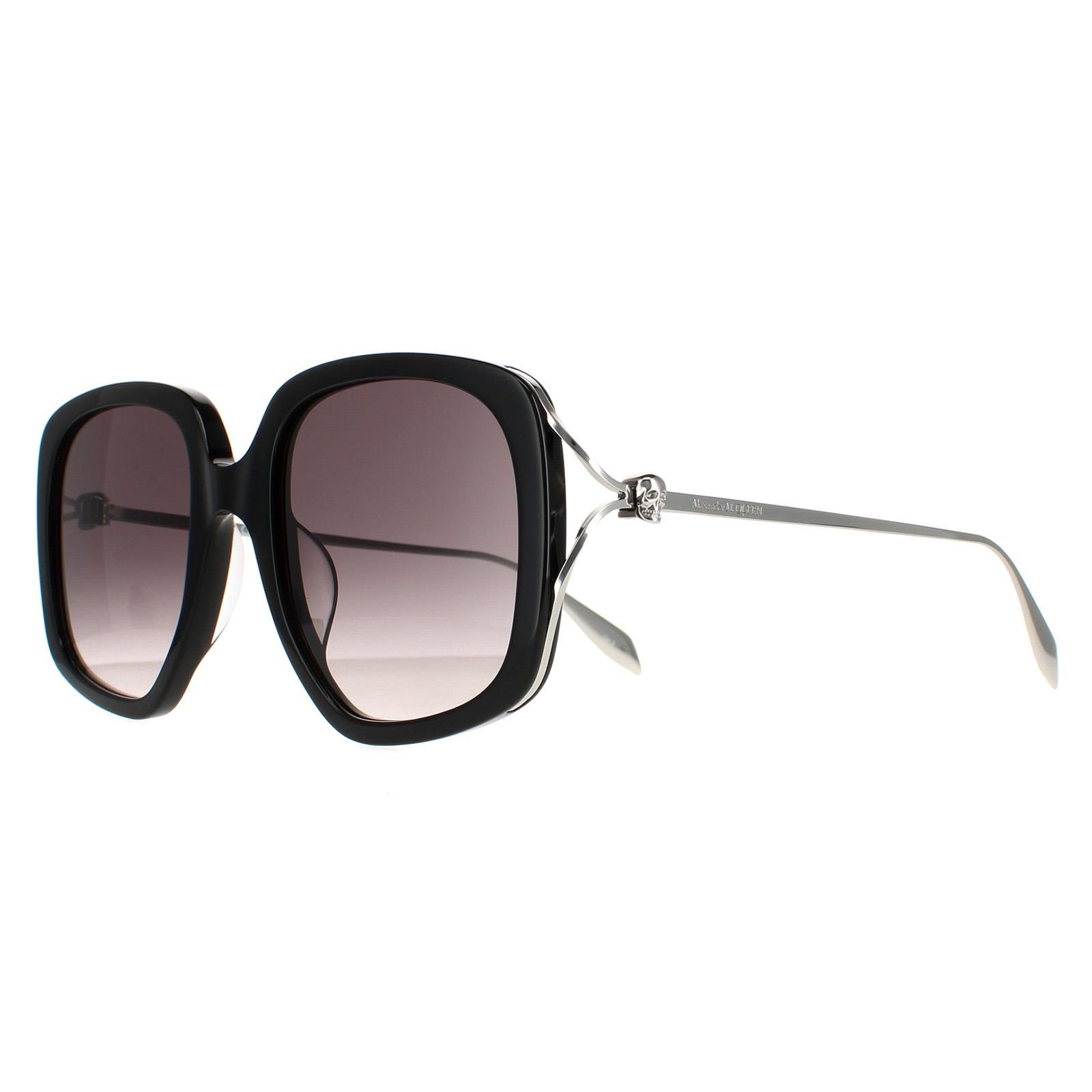 Alexander McQueen Square Black Silver Grey Gradient AM0374S