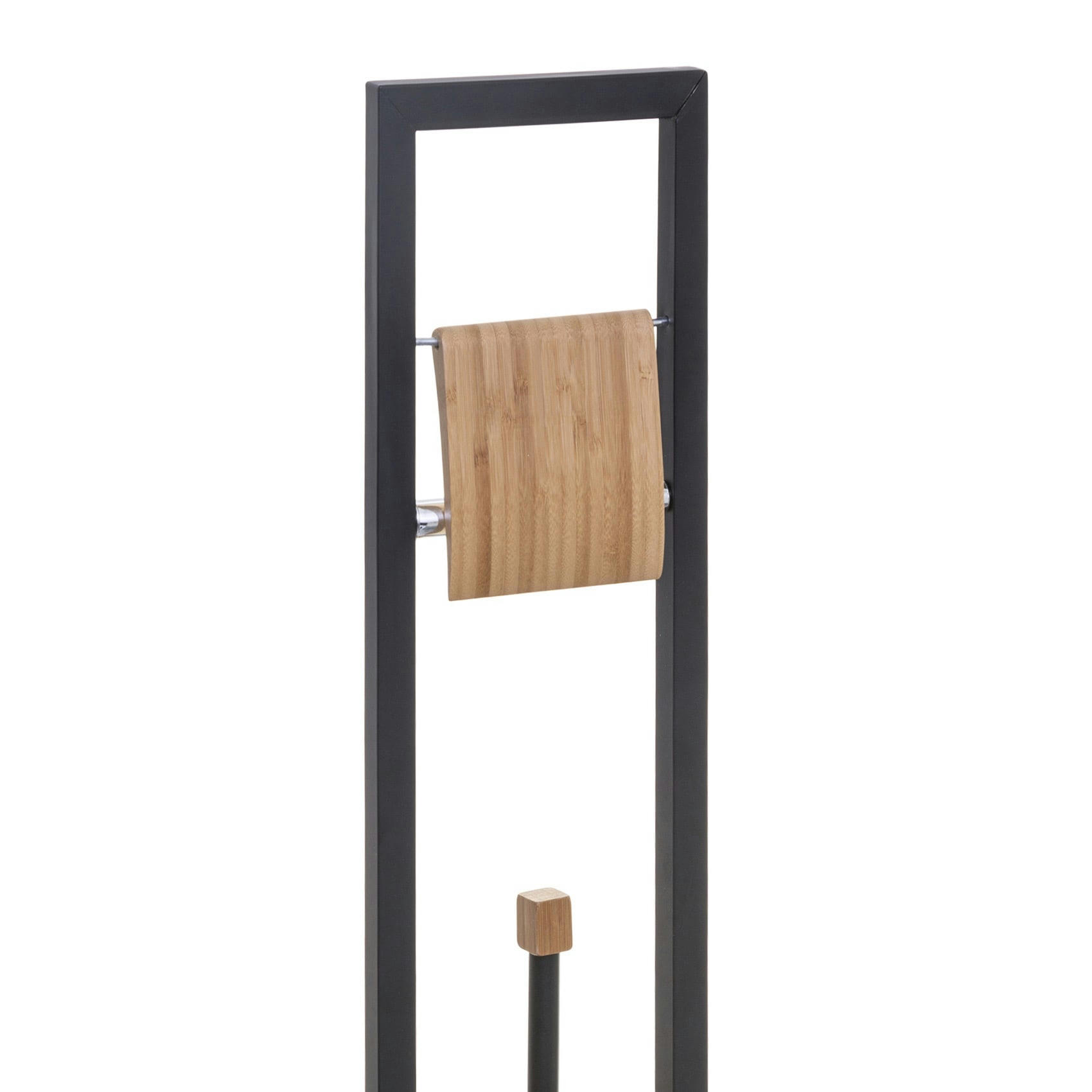- Ensemble dérouleur et brosse wc métal/bambou/bois noir 20x80 cm