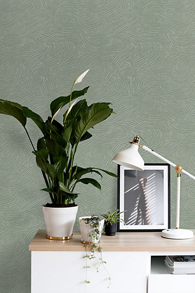 ESTAhome papier peint 3D motif nuages vert menthe grisé 50 x 900 cm