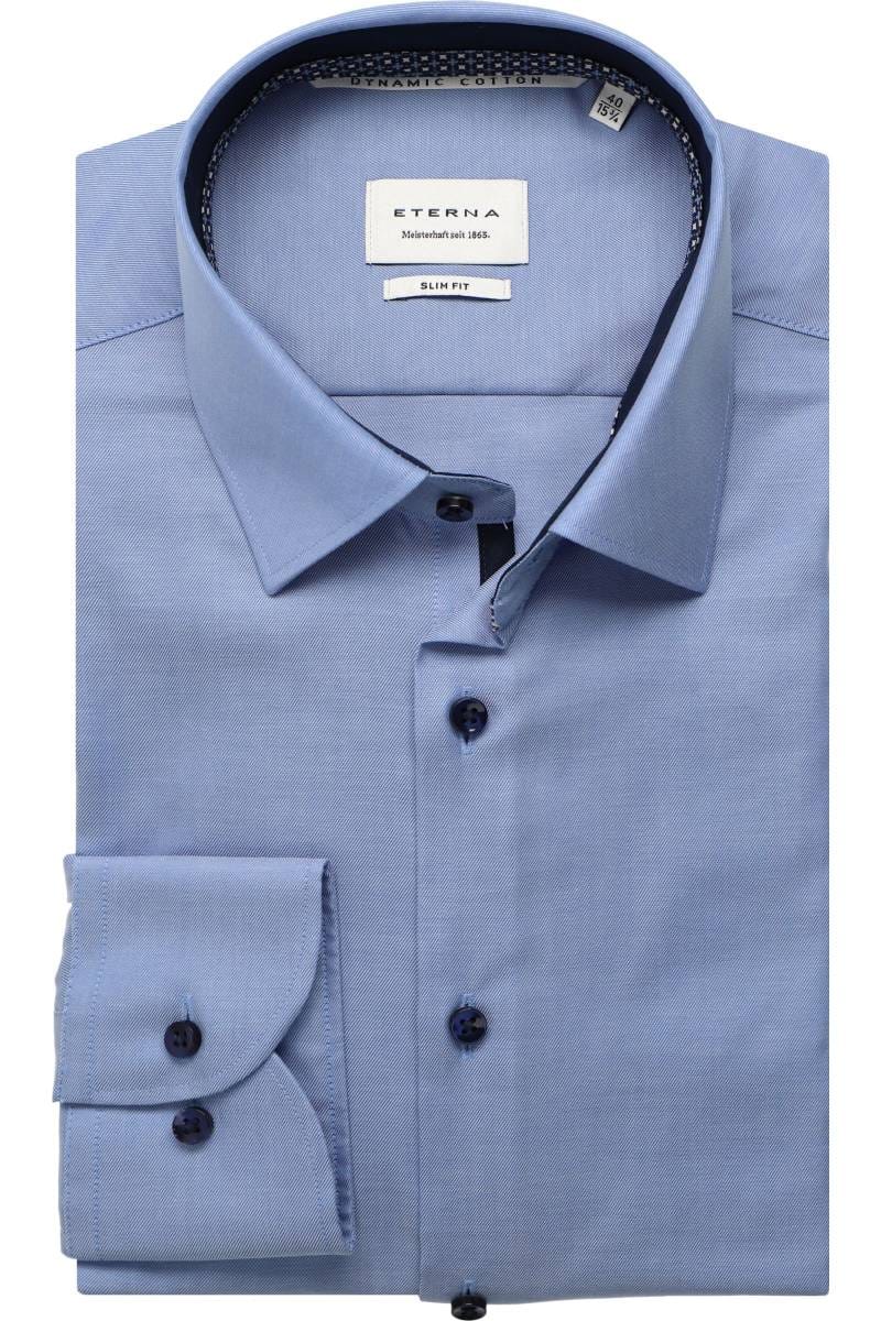 ETERNA Dynamic Cotton Slim Fit Hemd blau, Einfarbig