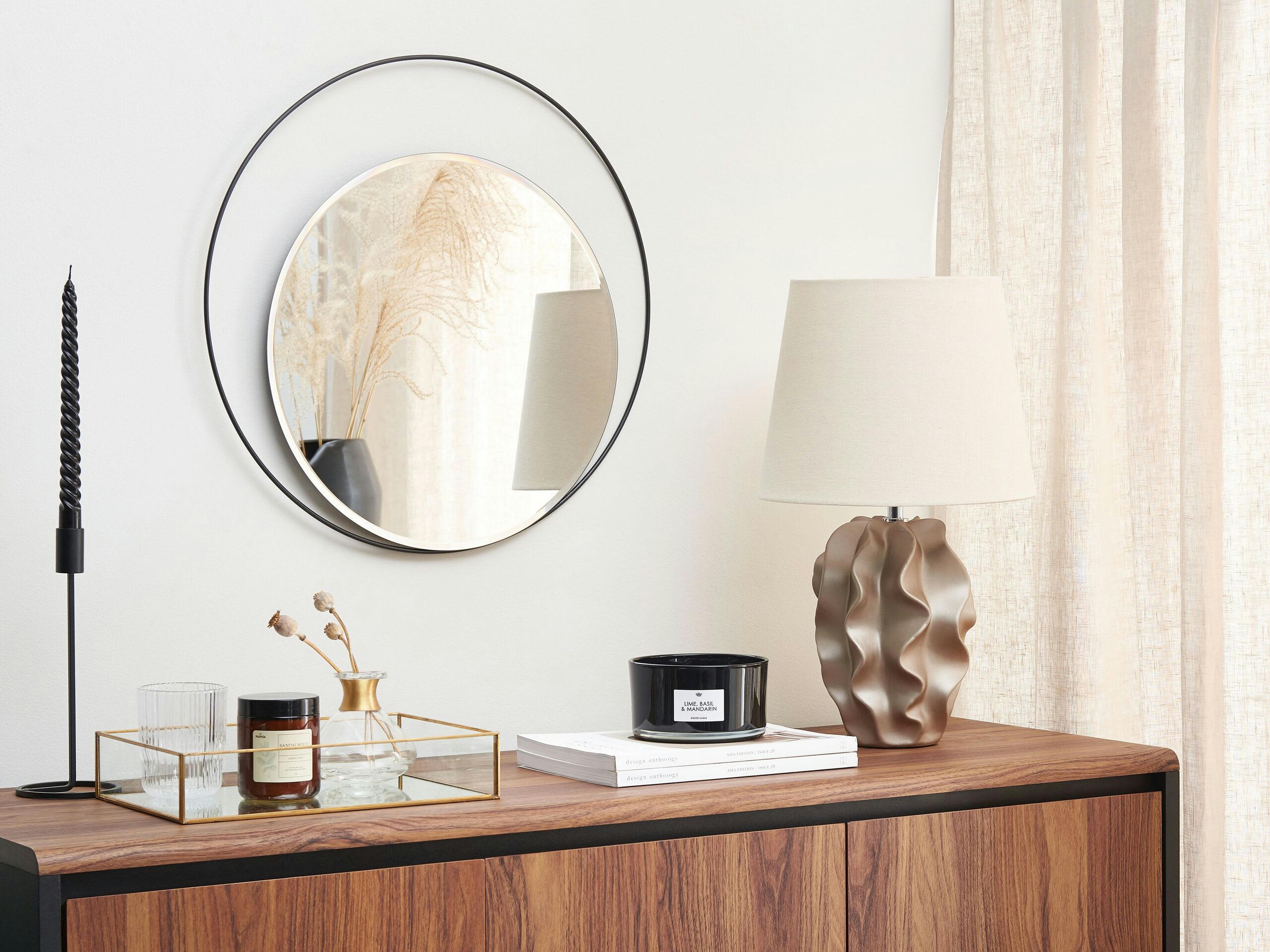 AGDE - Miroir en métal noir 50x50