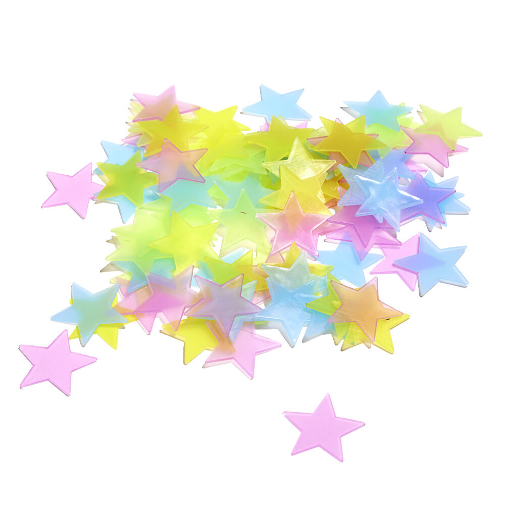 Lot de 100 étoiles phosphorescentes adhésives multicolores