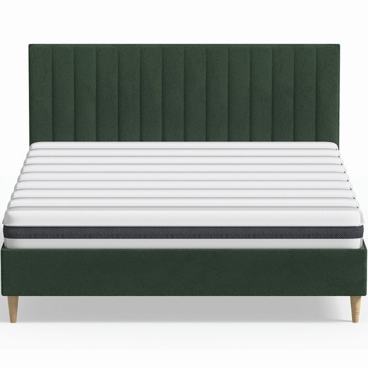 LATEX LUXURY & ELIOT - Pack lit 160x200 en velours vert + Matelas latex