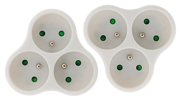 2 triplites 3x16A triangulaires blanc Zenitech