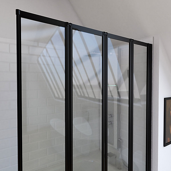 Pare baignoire Quatro 4 volets pivotants noir 143 x 125cm Galedo