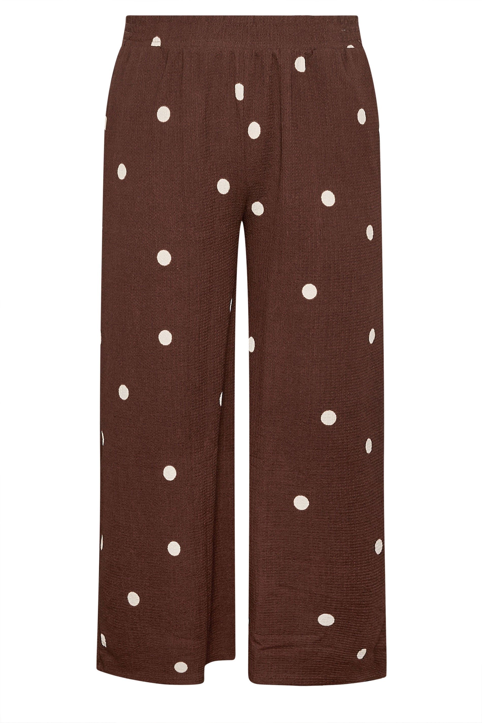 Yours Polka Dot Crinkle Wide Leg Trousers