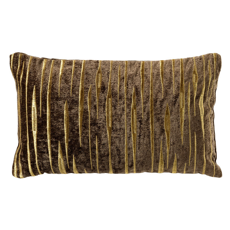 CONNOR - kussenhoes 30x50 cm - met subtiel goud accent - Shitake - bruin, goud