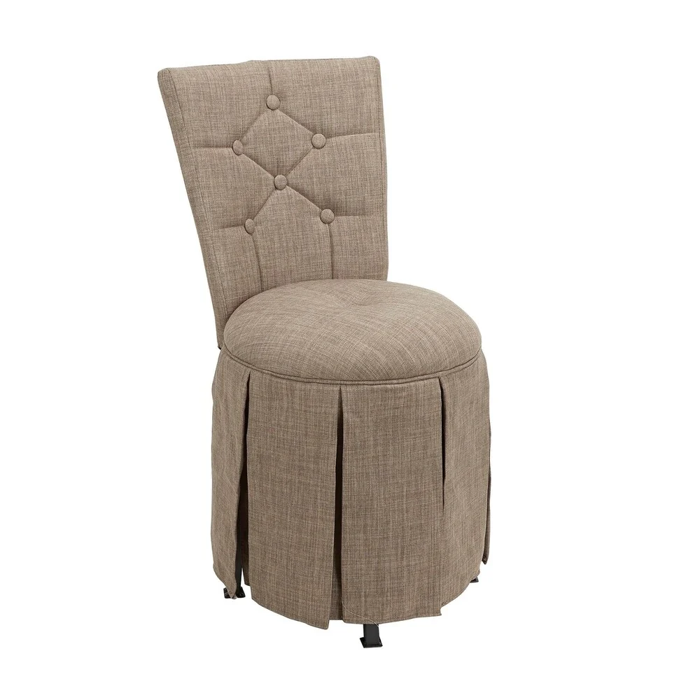Smith Skirted Swivel Vanity Chair with Diamond Tufted Back