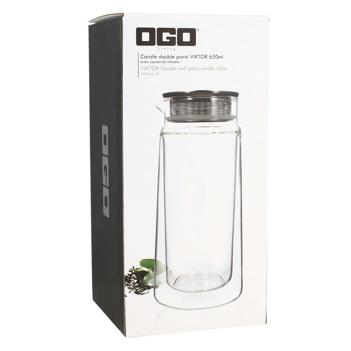 VIKTOR - Carafe infuseur double paroi en verre 650ml