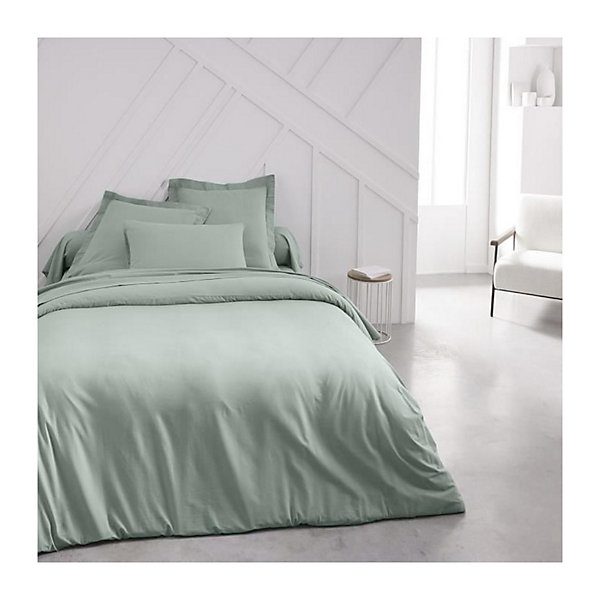 Drap housse TODAY Essential - 160 x 200 30 cm - 2 personnes - 100% Coton uni - Celadon