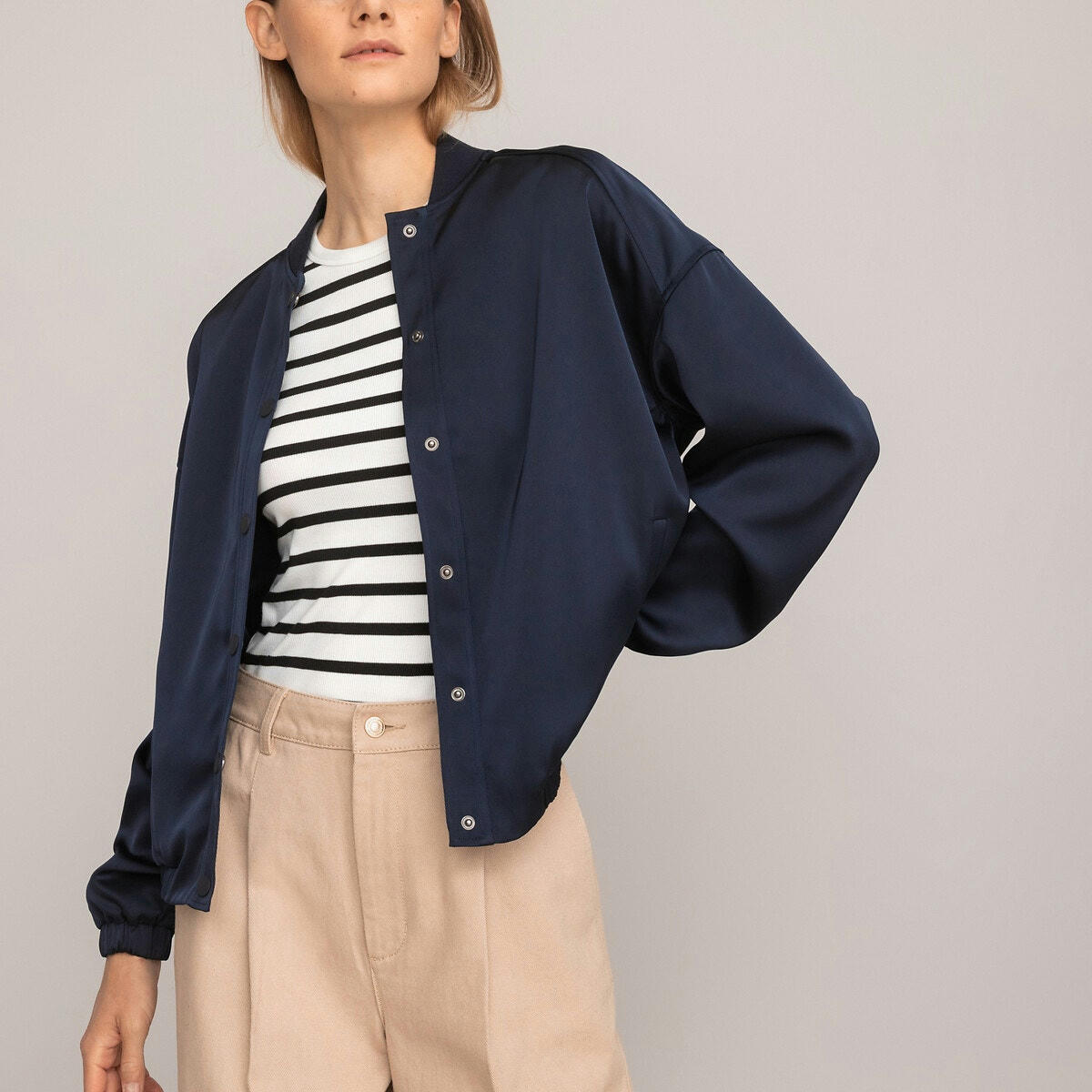 Blouson bomber en satin, coupe ample