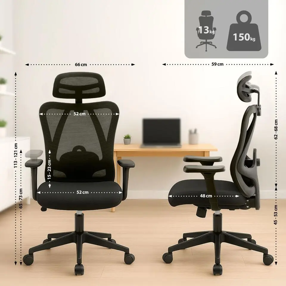 CLP Bureaustoel Elisha zwart Frame - Stof - zwart