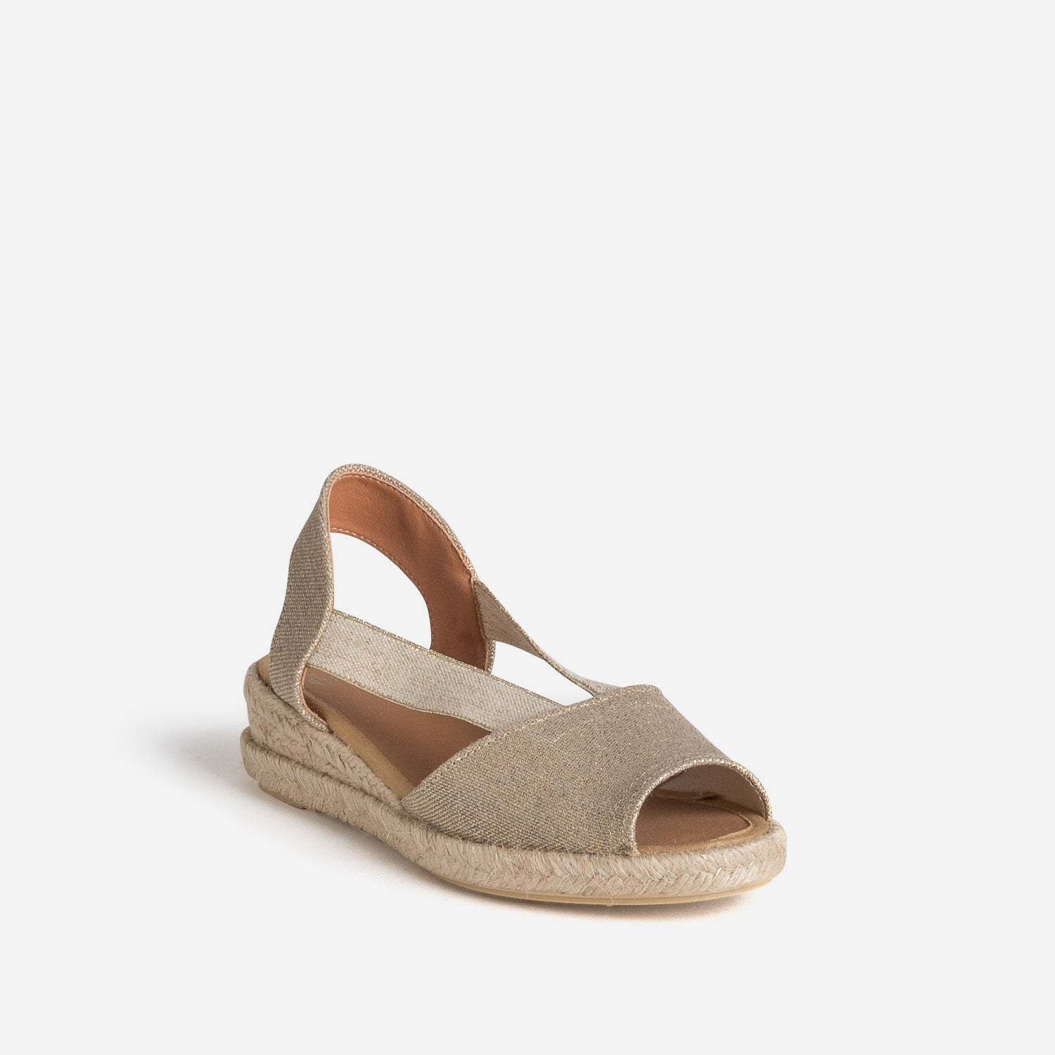 Sandale espadrille kaki lin pailleté