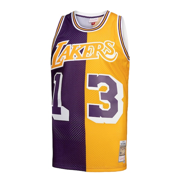 Wilt Chamberlain Los Angeles Lakers Hardwood Classics 1971/72 Split Swingman Jersey - Purple/Gold