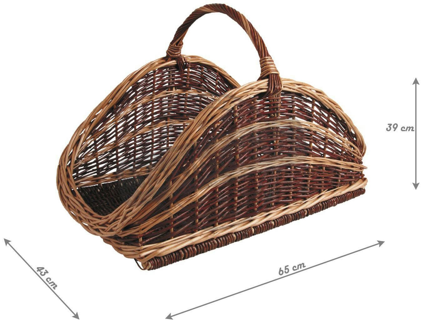 - Panier à bûches en osier brut et buff