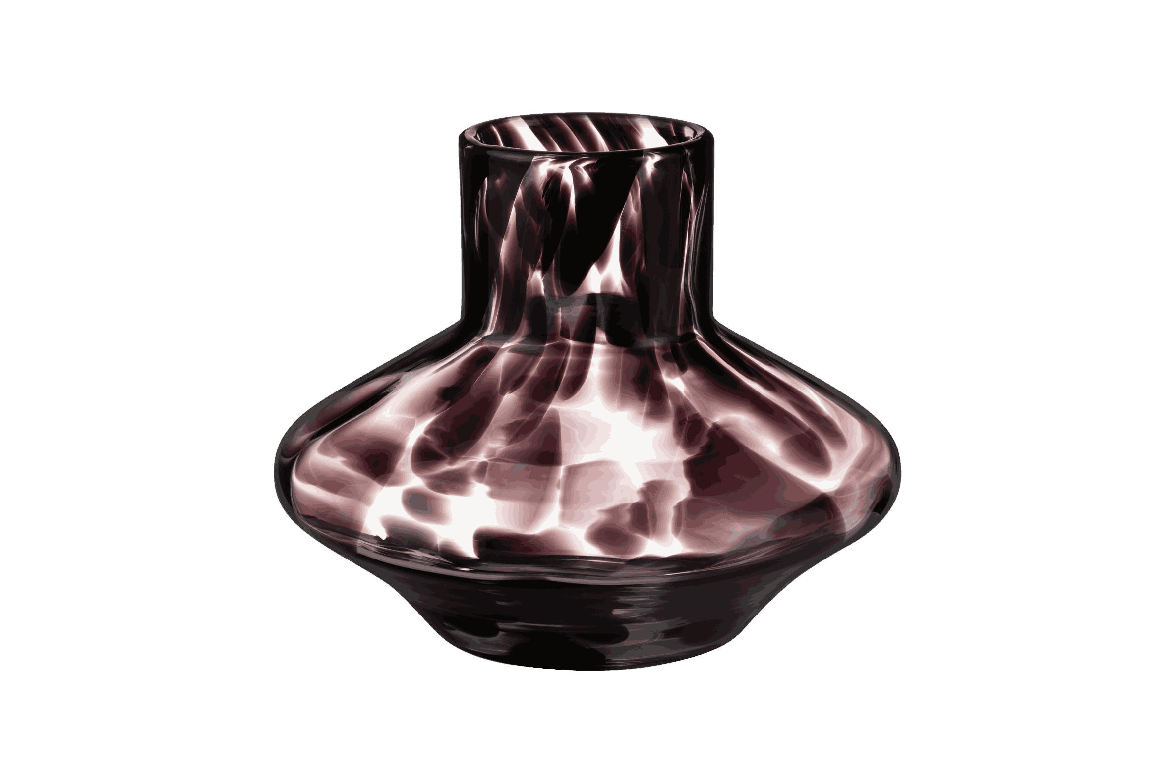 noo.ma Glom glazen vaas - handgeblazen zwart-wit stippen, rond, 33,5 x 33,5 x 30 cm